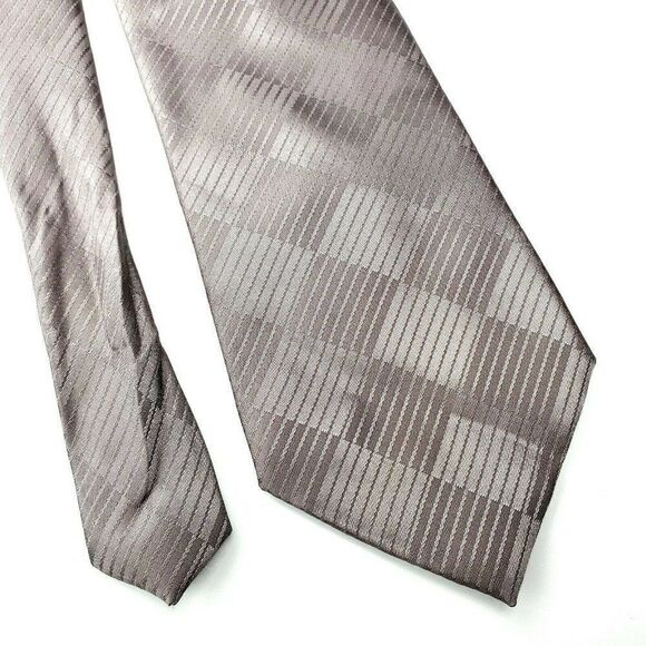 Don Loper Bevery Hills Beige Check Silk Tie Print - Picture 1 of 6